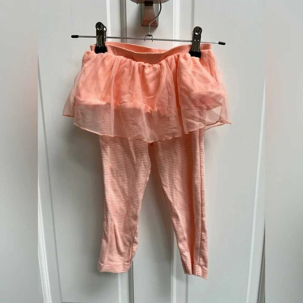 Carter’s 24M Orange and White Stripe Legging Pants with Ruffle Top